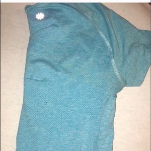 Blue athleta shirt and Lorana jane leggings